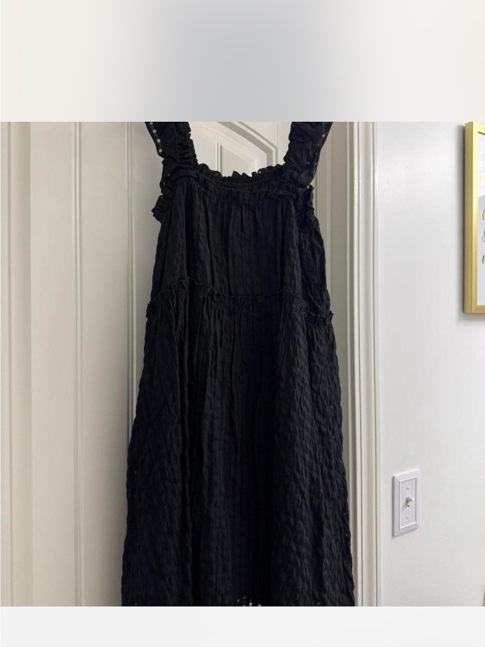 Black Textured Sleeveless Midi Dress
